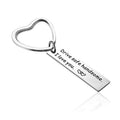 Key Ring Stainless Steel Round Peach Heart Key Ring Drive Safe Handsome Keychain for Dad Husband Boyfriend Valentines Day Gift
