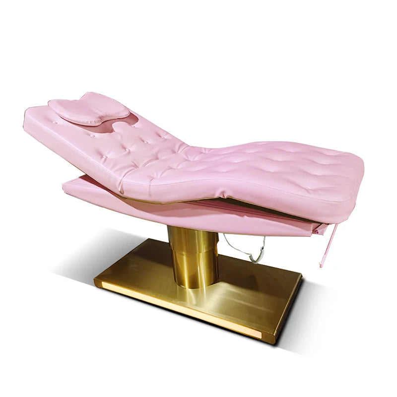 Modern Salon Led Pink Salon Bed 3 Motors Electric Gold Stainless Steel Facial Spa Beauty Bed Massage Tables for Sale