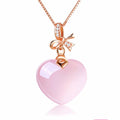 Pink Heart-shaped Pendant Necklace Single-minded Crystal Hibiscus Stone Fruit Froststone Pendant Necklace