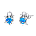 Trendy Marine Jewelry 925 Sterling Silver Animal Blue Opal Octopus Stud Earrings for Women