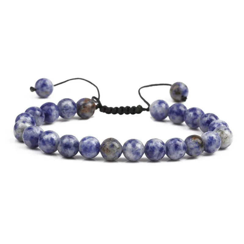 G2512 Wholesale Abalorios Para Pulseras 8MM Hand Woven Adjustable 8MM Crystal Natural Stone Beaded Jewelry Bracelets & Bangles