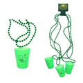 St. Patrick's Day Party Decorations Beaded Necklace with Shamrock Shot Glass Plastic Shot Cup Necklace for Favors