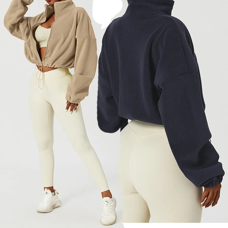 Outdoor Lamb Fleece Sport Coat Women's Autumn Stand Collar Loose and Fleece Warm Casual auburn Fleece Coat