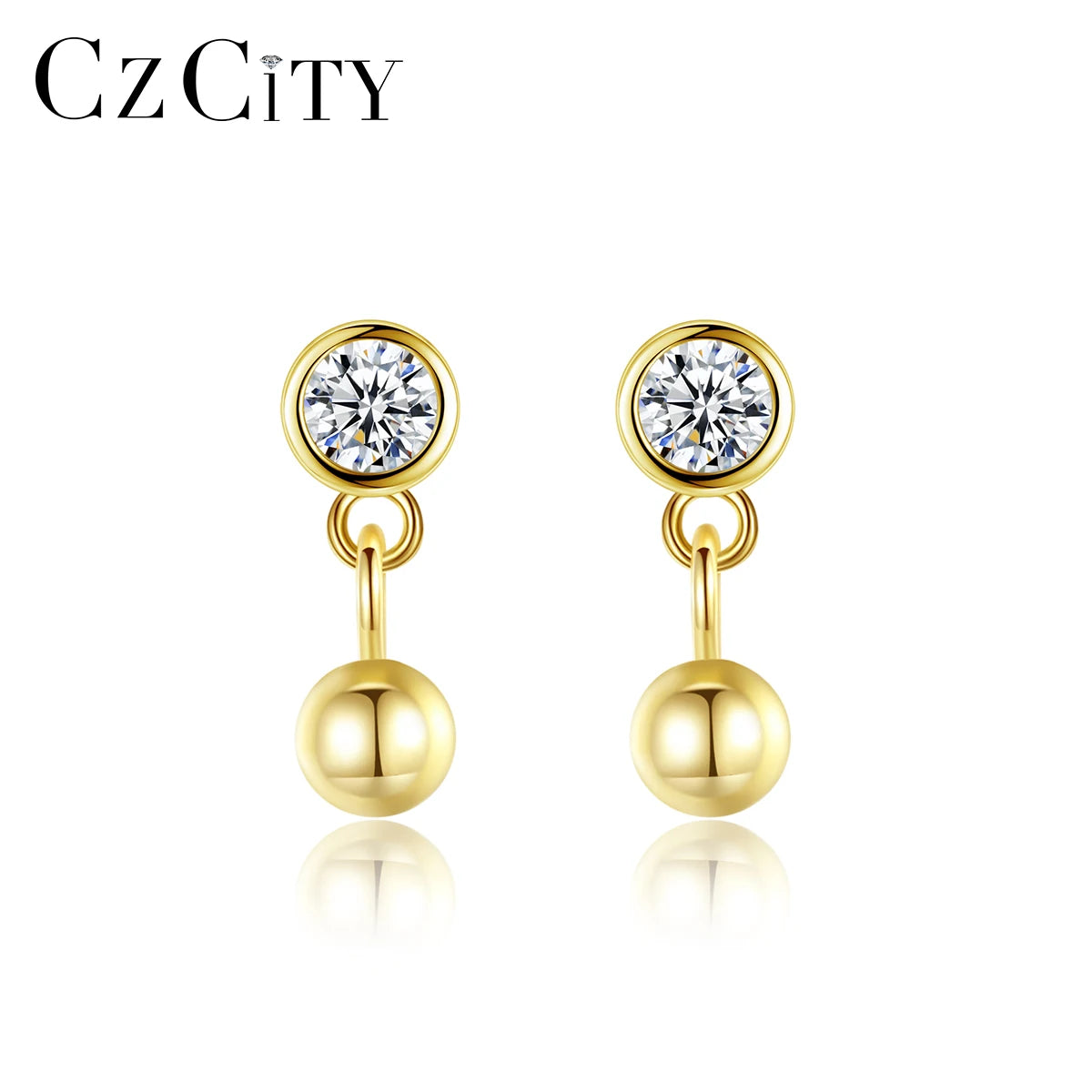 CZCITY Korean Style Designer Gold Ear Stud Trending 925 Sterling 14K Zircon Summer Drop Silver Earring