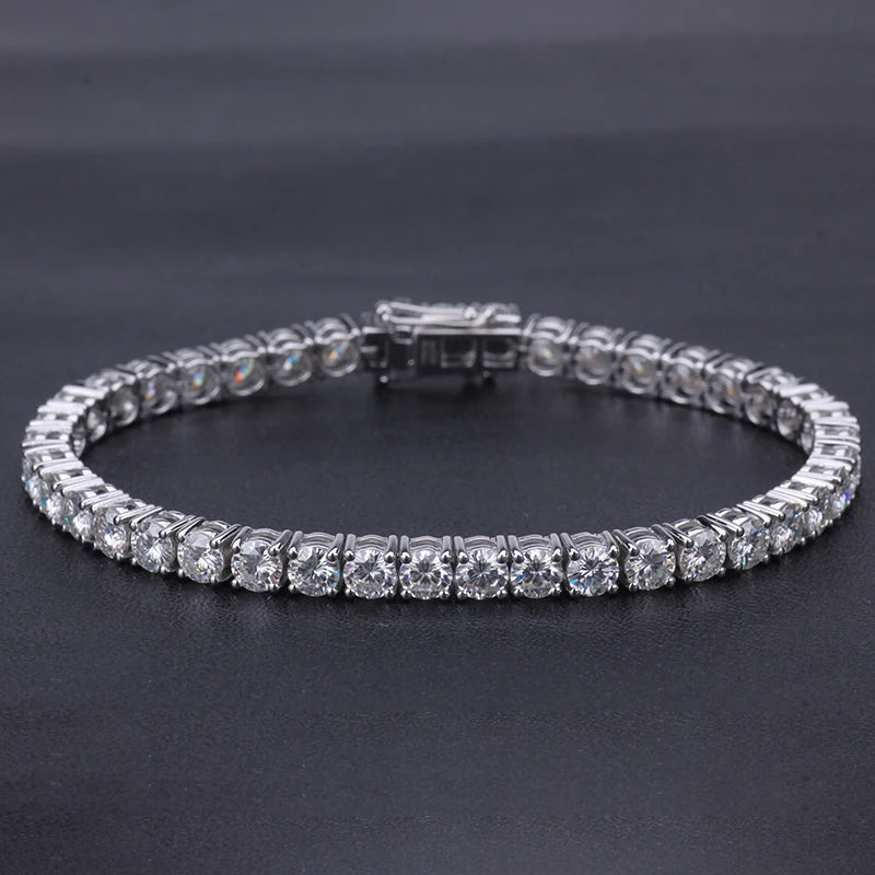 Starsgem 14k White Solid Gold White Color Moissanite Tennis Bracelet for Gift