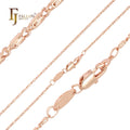 1.5mm FJ Fallon Fashion Jewelry Round Snail Link Chain Plated in Rose Gold Brass Based