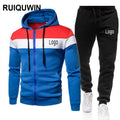 RUIQUWIN Wholesale New Zipper Hoodie Suit Male Sports Leisure Large Size Loose Sportswear Fitness Suit