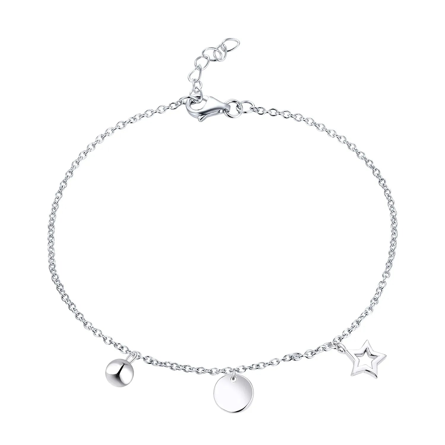 925 Sterling Silver Cubic Zirconia Ball Star Shape Statement Hand Charm Bracelets Fine Jewelry for Women