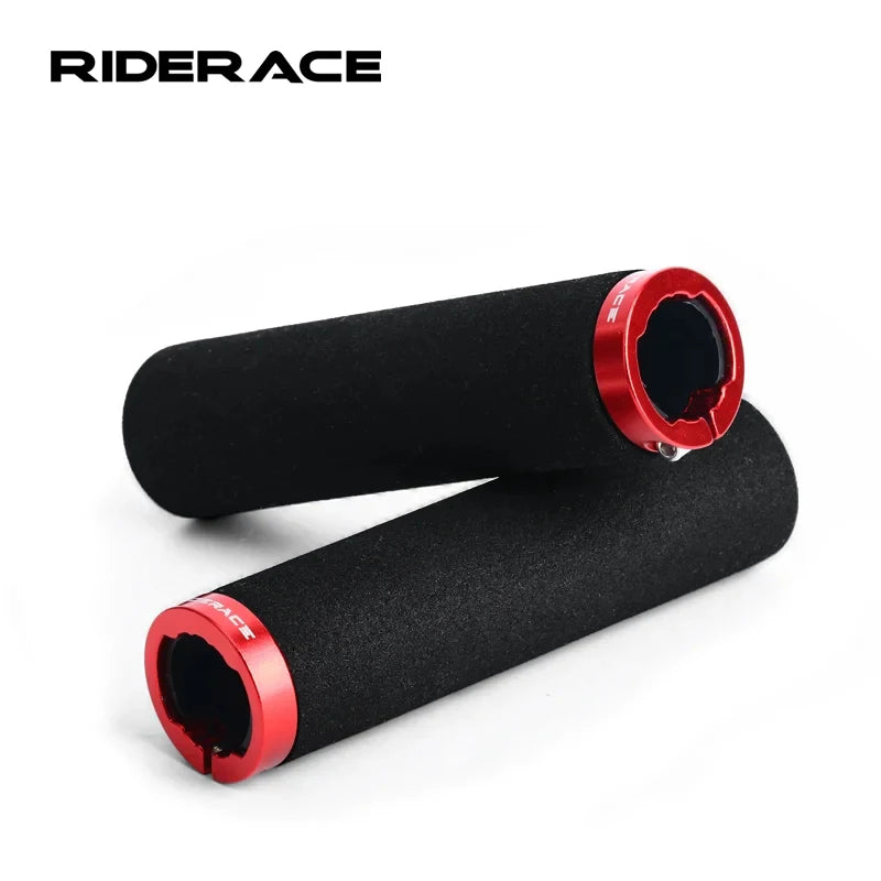 Riderace Bike Grips Shock-Absorbing Sponge MTB Bicycle Handlebar Cover Single-Sided Locking Aluminum Alloy Cycling Accessories