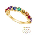 Exquisite Colored Gemstone Half Eternity Band 10 Karat Solid Gold 3MM Nano Multi Color Wedding Stackable Ring
