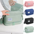 Custom Logo Double Layer Fashion Travel Polyester Candy Zipper Makeup Cosmetic Bag