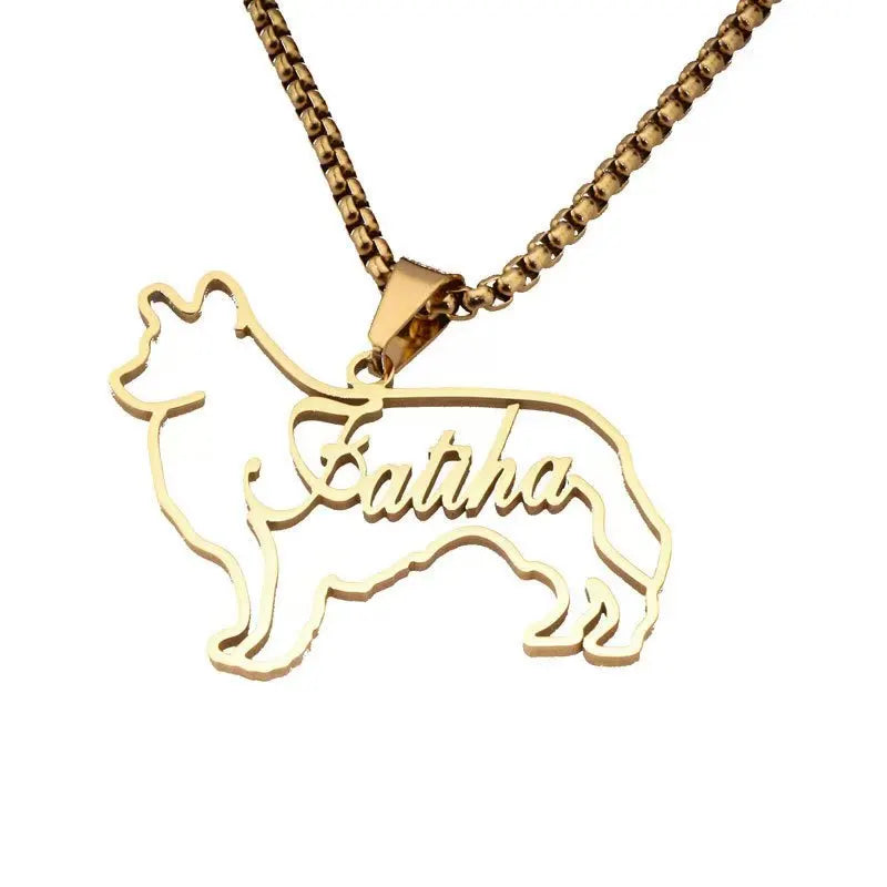 Qiuhan OEM Custom Name Pet Lover Dog Commemorative Gift Dog Shaped Personalized Necklace