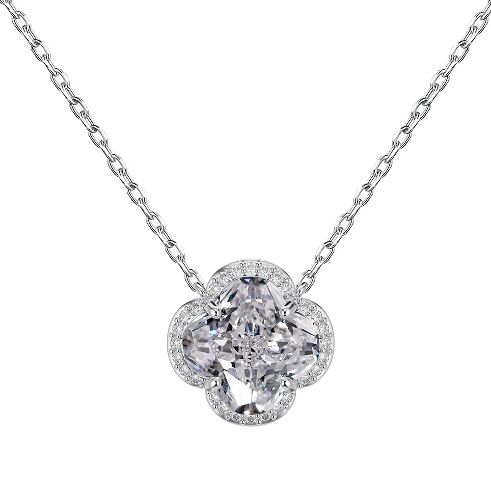 Dylam Spring Garden Inspired Jewellery S925 Silver Hypoallergenic 5A Zirconia Four-leaf Clover Pendant Necklace