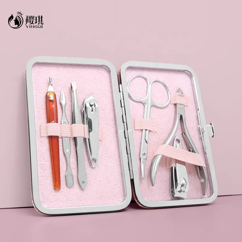 7pcs Good Quality Nail Clipper Set Manicure Set with Portable Case Pedicure Nail Care Tool Kit Scissors