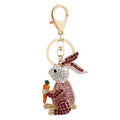 Cute Diamond Rabbit Pendant Keychains Backpack Accessory Colorful Rhinestone Carrot Rabbit Keychain for Girl Gift