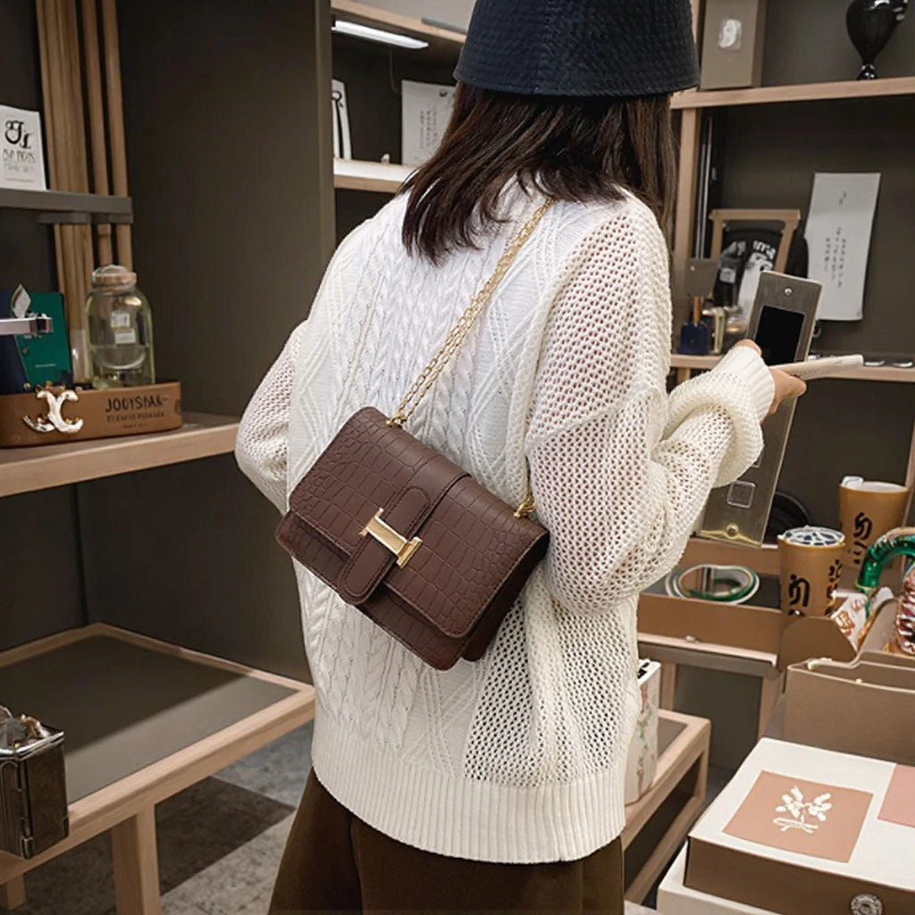 Shoulder Bag Stone Slung Summer New Embossed Solid Color Small square Bag Shopping Storage Large Size Office School Bag