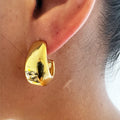 KAIMEI 2025 New Arrival Fashion Jewelry 18K Real Gold Women Chunky Earrings for Women Minimalist Chunky Earrings for Women Gifts
