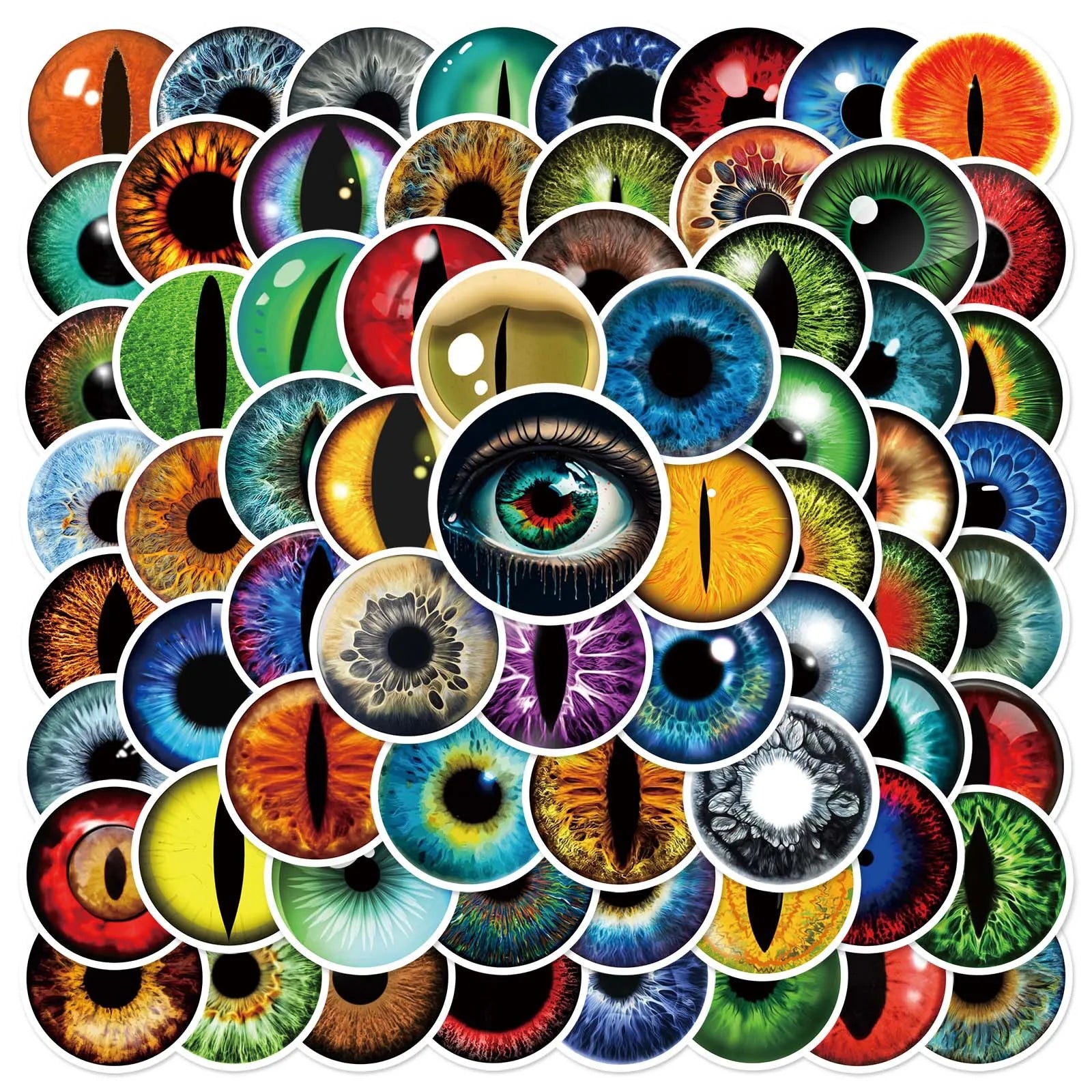 80PCS Cool 3D Simulation Aesthetic Art Multicolor Realistic Eyes Sticker