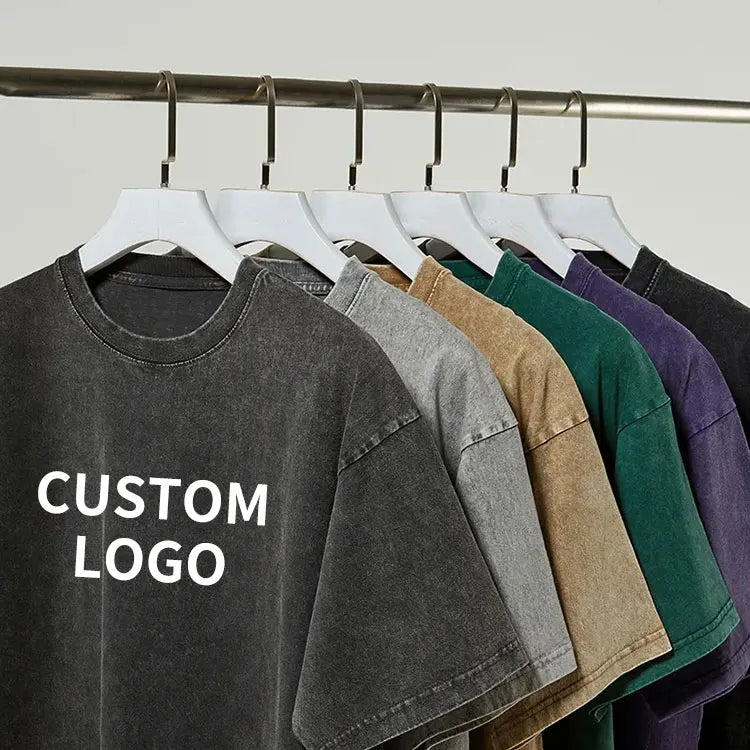Wholesale Custom Acid Wash Graphic T-Shirt for Men Heavy Weight Oversized Dtg Black Vintage Style Washed Tee Design Blank