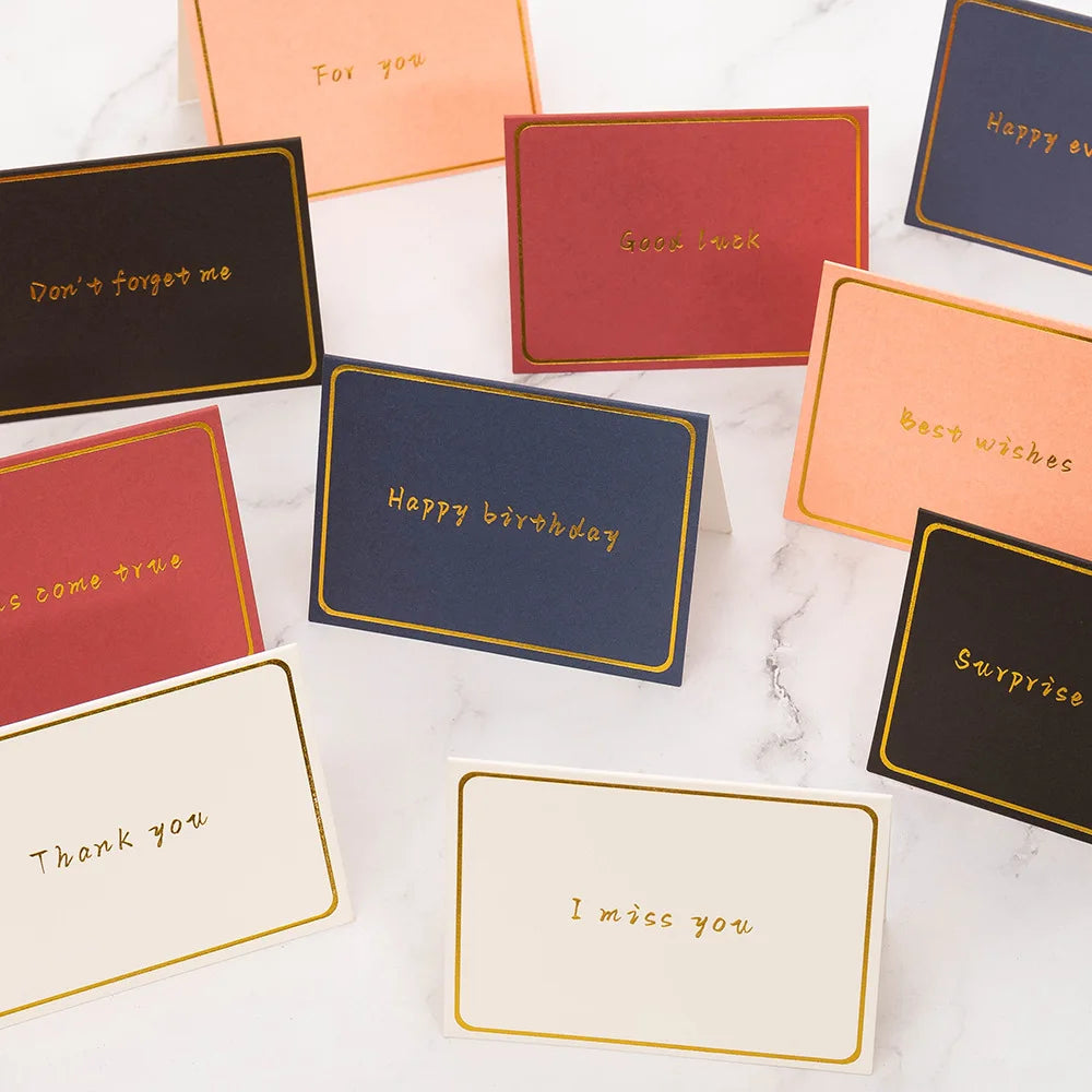 Custom Black Gold Art Paper Note Cards Logo Foil Recycled Small Business 'Thank You' Shopping Paper Offset Packaged Carton