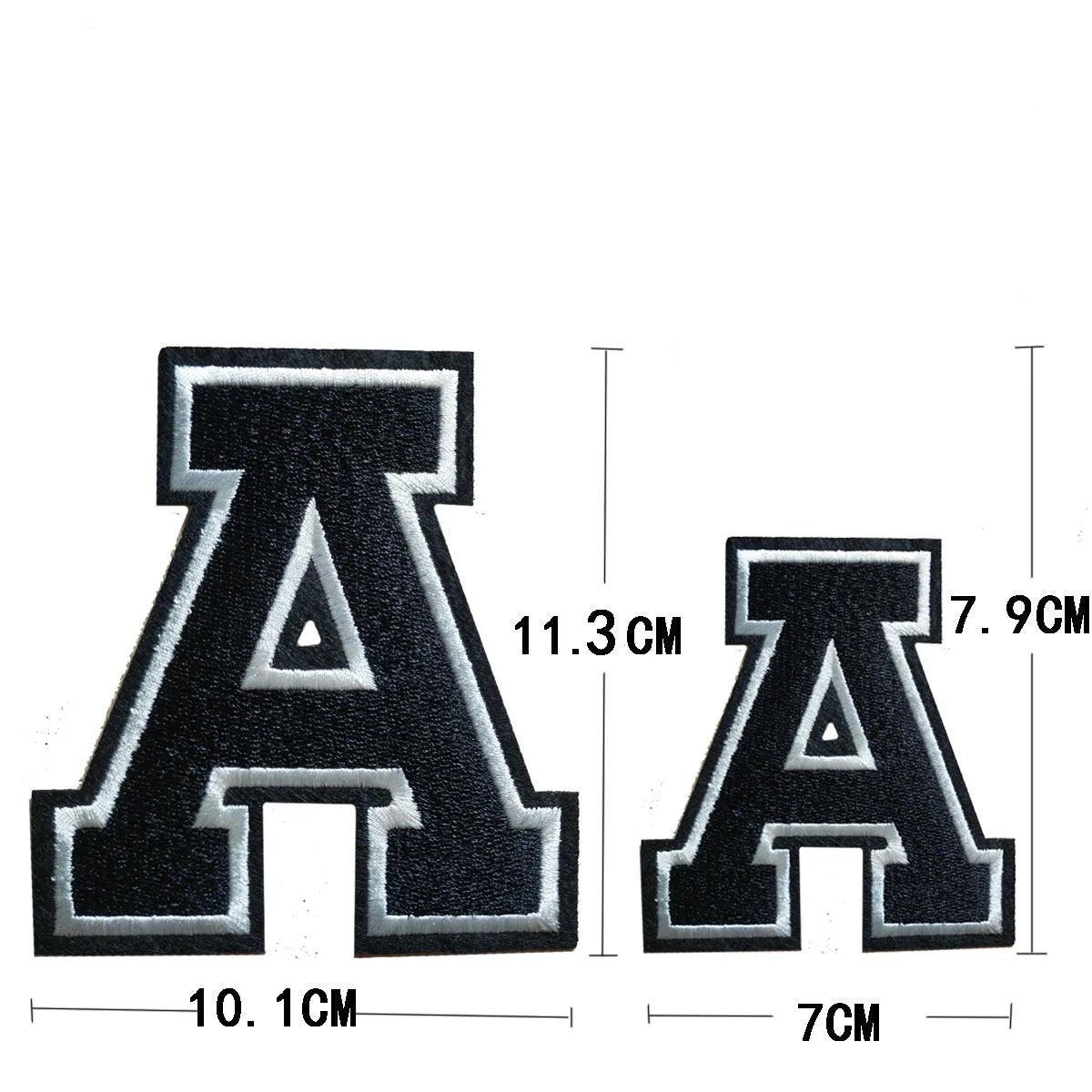 New Iron on 11.3cm/7.9cm Full Embroidery Black Letter logo  Patch for Clothes Hat Decoration