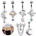 Gaby Dangling Moon Stainless Steel Belly Button Ring Surgical Jewelry Bulk for Wedding Nombril Ombligo Piercing Making