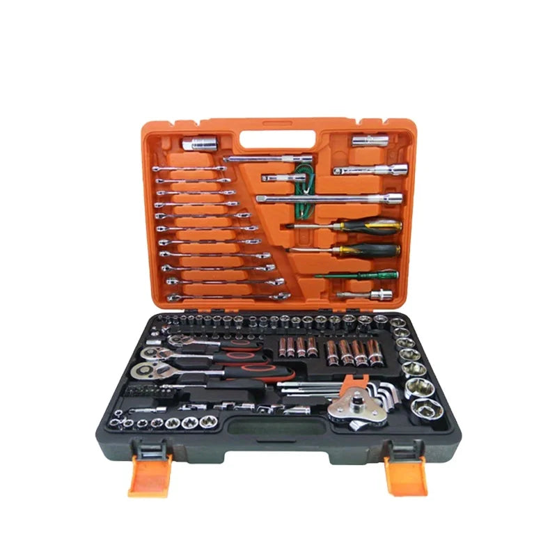 121-Piece Mechanic Tools Kit Auto Repair Household Use Socket Wrench Drive Ratchet Hard Case Box Other Tool Accessories OEM