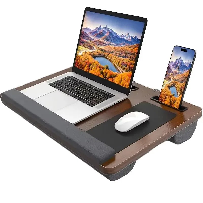 Large Portable Laptop Desk with Wrist Rest Mouse Pad Cushion Drawer Organizer for Adults for Phone and Tablet Organization