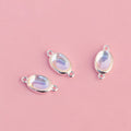 Tiny S925 Sterling Silver Bezel Setting Moonstone Oval Pendant Connector for Diy Bracelet Necklace Jewelry Making