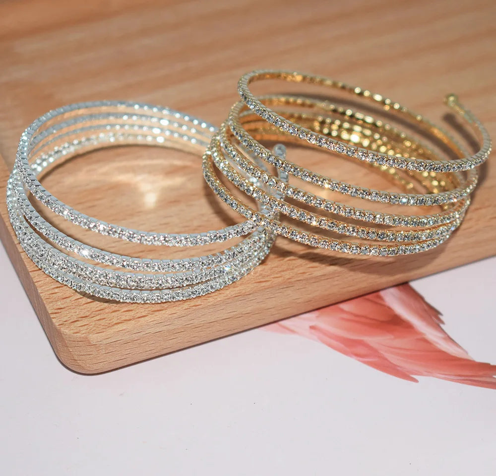 Belly Dance Crystal Bracelets Bangle Jewelry Adjustable Full Rhinestone Bracelet for Women