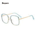 Boyarn  Hot Sell New Square Women Optical Frame Clear Lens Mental Sunglasses Frame Eyeglass Frame Optical Shades