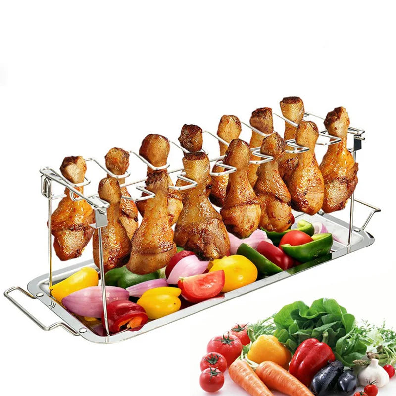 Stainless Steel Chicken Grill Tray Metal Grill Drying Rack for Barbecue Utility Accessories Tool