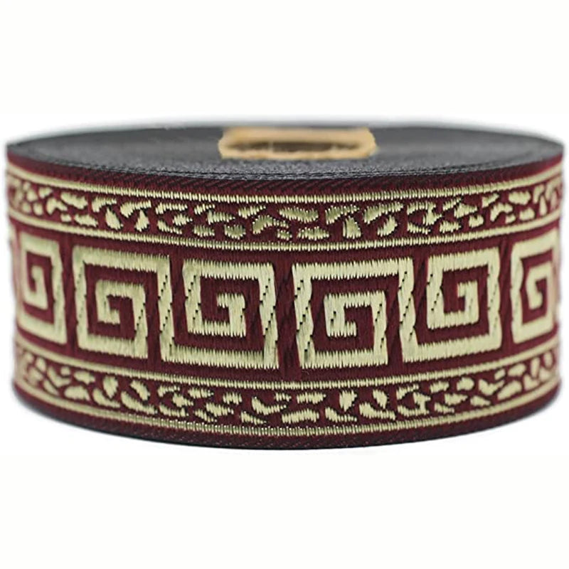 Custom Geometric  Nylon Greek Key Pattern Trim Border Jacquard Woven Ribbon Embroidered for Clothing