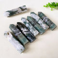 Wholesale Healing Stones Natural Moss Agate Wand Tower Druzy Moss Agate Point