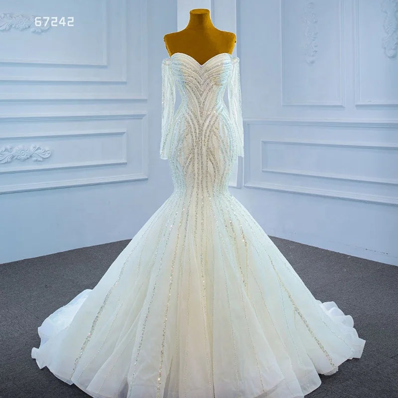 Jancember RSM67242 White Wedding Gowns Dress Bridal Mermaid Wedding Dress