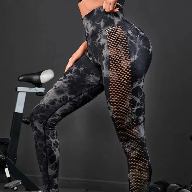 Fitness Women Legging Gym Yoga Leggins Tie Dye Black Pants Push up Leggings