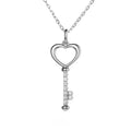 Trendy Fine Jewelry 925 Sterling Silver VVS Moissanite Diamond Pendant Necklace Rhodium Plated Heart Key Shape for Women Couples