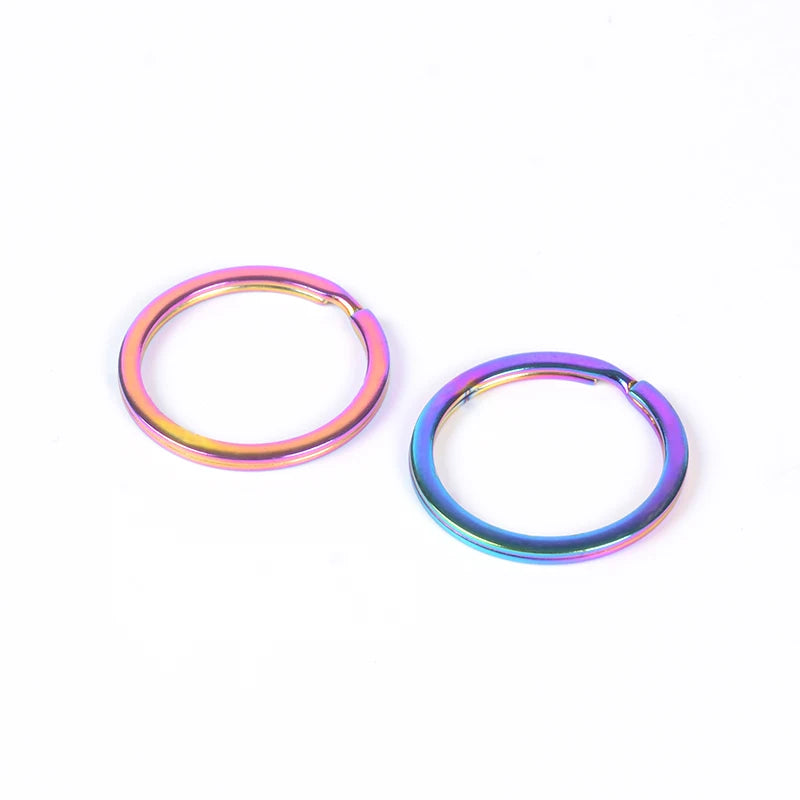 30mm Rainbow Round Shape Key Ring Split Ring Metal Keychain Keyring