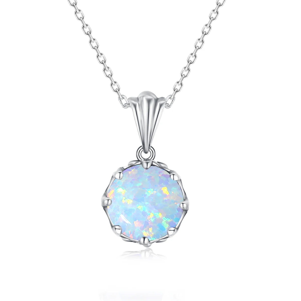 Wholesale Fine Jewelry Trendy Opal Gemstones Pendant Sterling Silver 925 Carved Silver Designer Necklace Pendant for Women