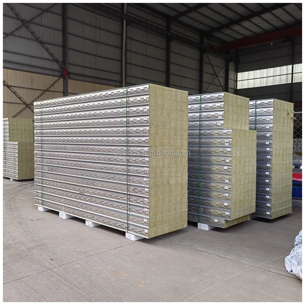 Fireproof Rock Wool Roof Sandwich Panel Price Container Rock Wool Sandwich Panel 50mm Blue Sandwich Panel Wall&Roof