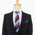 Men's Ties Classic Blue Striped 8cm Silk Necktie Handkerchief Set Business Formal Wedding Tie Gift for Men