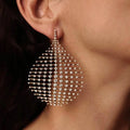 2022 New Personality Exaggerated Geometric Earring Diamond Studded Hollow Water Drop Zircon Earring