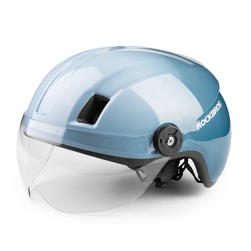ROCKBROS Men Women Electric Bicycle Protection Helmet Adjustable MTB Road Bike Safety Helmet with Goggles