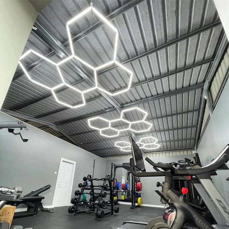 Customized Design Linear Hexagonal Diy Assembled Led Light Ceiling Decor Gym