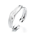 S925 Sterling Silver Concave and Convex Irregular Folds Texture Opening Ring Ins Style Minimalist Light Luxury Style Ring Female