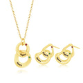 Double Ring Earrings Double Circle Pendant Necklace Fashion Jewelry Set for Girls