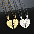 Jachon 2024 New Fashion Jewelry Love Double Half Heart You Are My Person English Stainless Steel Couple Necklace