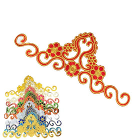 Diy Garment Textile Decorative Accessories Applique Sticker Flower Motif Embroidery Gold Silver Red Blue Costume Iron-on Patch
