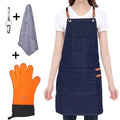 WD Grilling BBQ Canvas Bib Apron Accessories Kit with Thermal Sleeveless Apron Bottle Opener Towel and Oven Glove