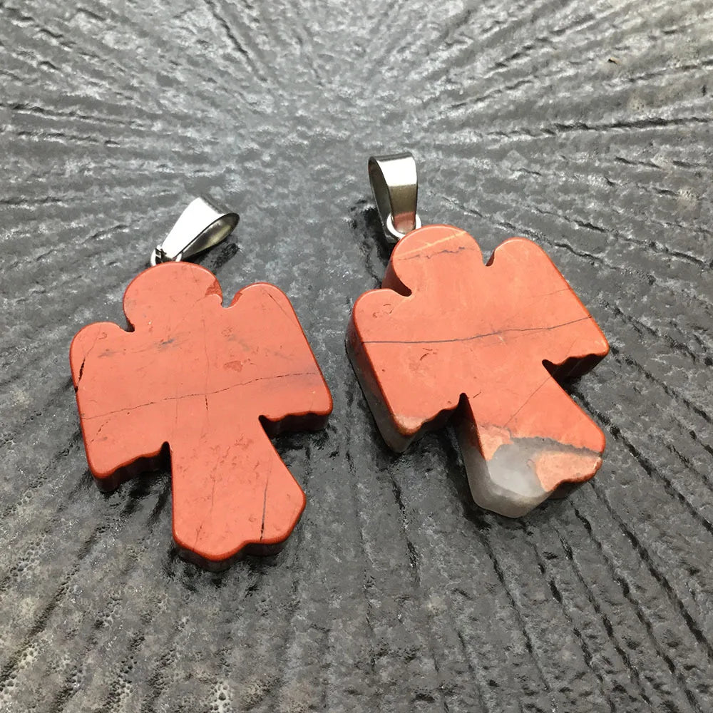 2026 Wholesale Red Jasper Angel Christian Handmade Cross Crystal Pendant Holiday Gift for Friends